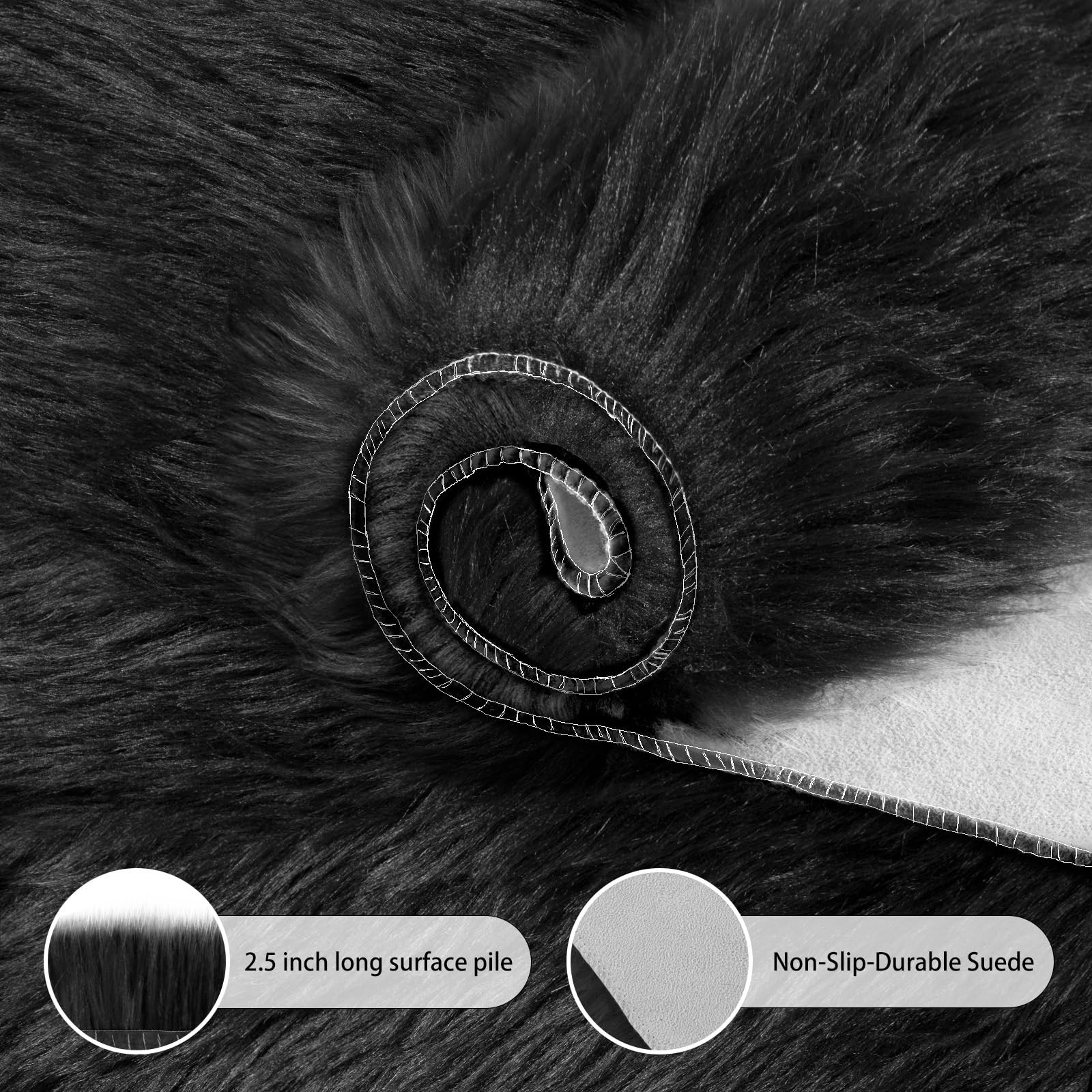 Ultra Soft Faux Sheepskin Fur Rug Fluffy Rug for Bedroom Fuzzy Carpet for Liv…