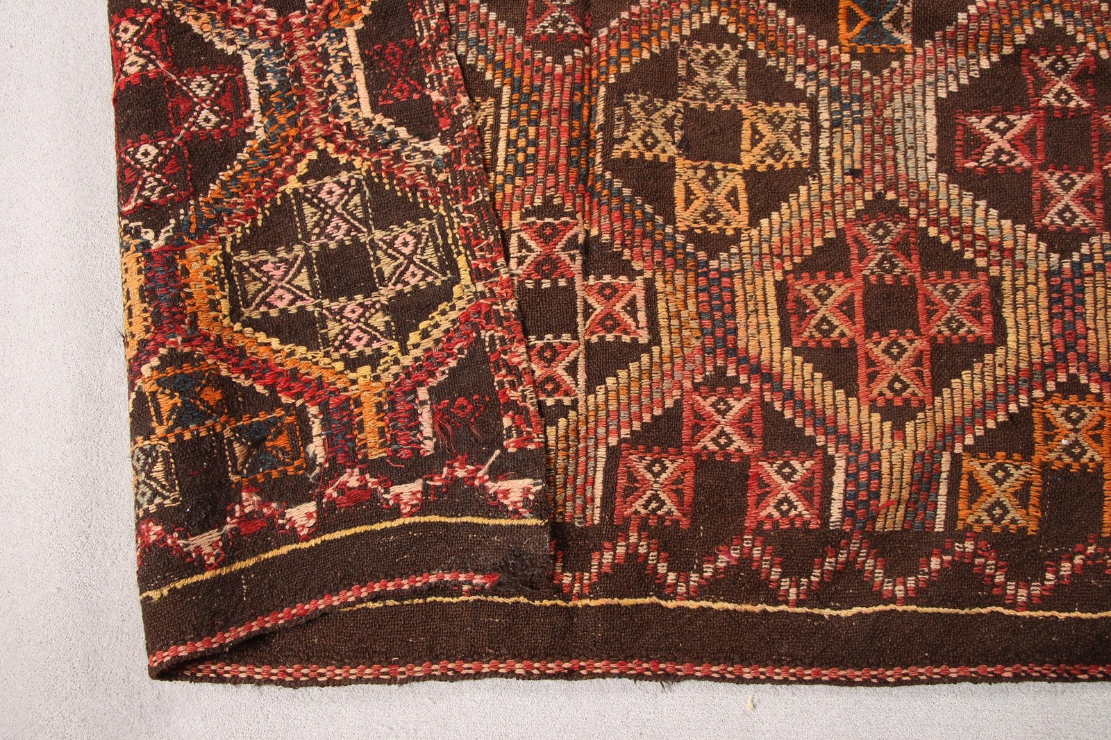 Turkish Vintage Rug 4,9×9,4 ft, Brown Southwestern Wool Rug