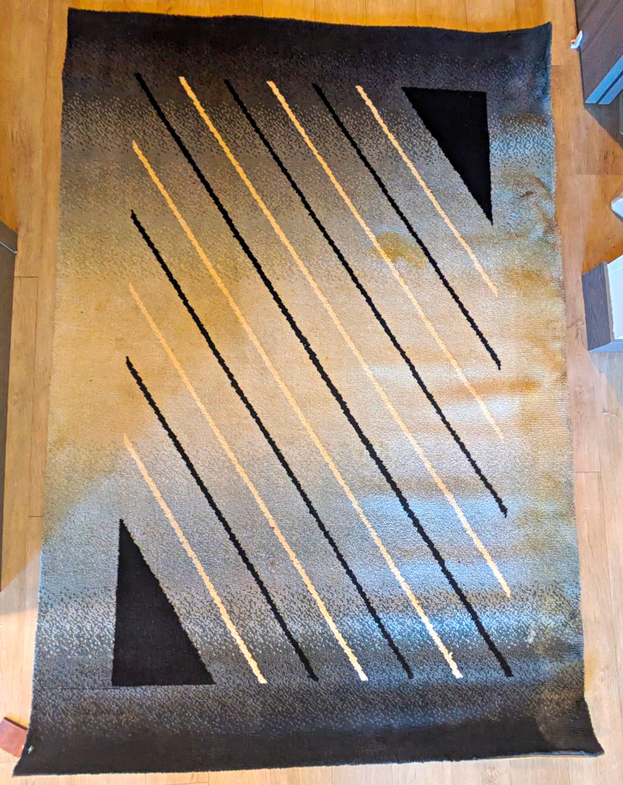 Ege Vision 140x200cm 100% Wool Geometric Scandinavian Area Rug Gray/Black