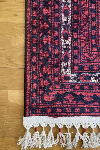 Woven Base Washable Non-Slip Base Fringed Rug Living Room Carpet Kitchen Carpet