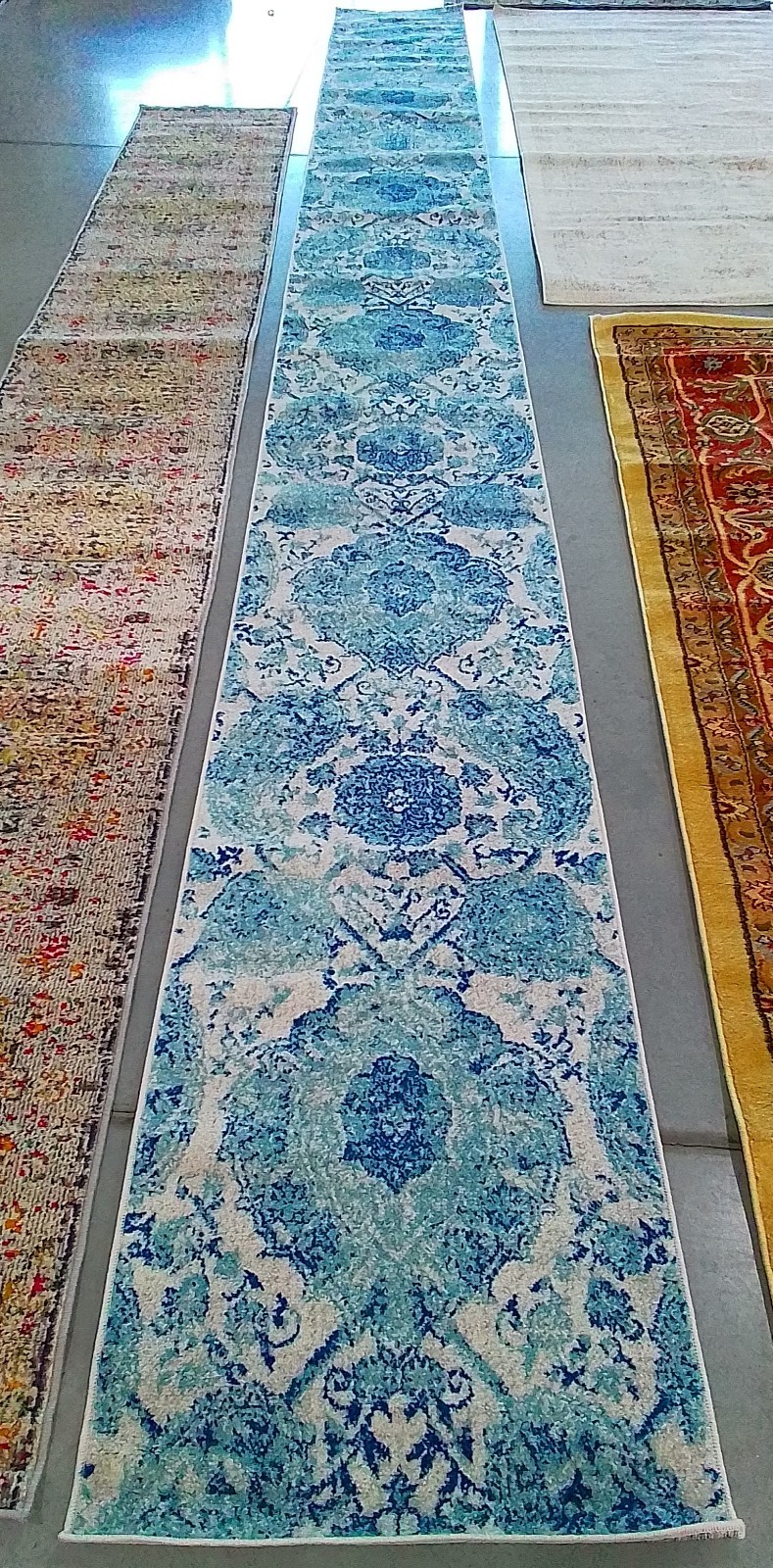 CREAM TURQUOISE 2′-3″ x 22′-0″ Flaw in Rug Reduced Price 1172777872 MAD600E-222