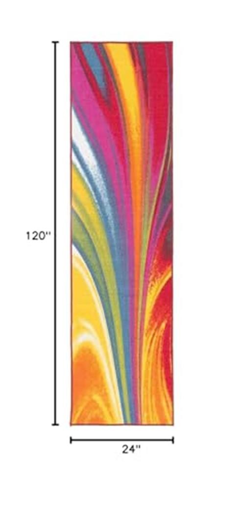 Rugshop Multi Waves Non Slip Modern Abstract Runner Assorted Sizes , Colors