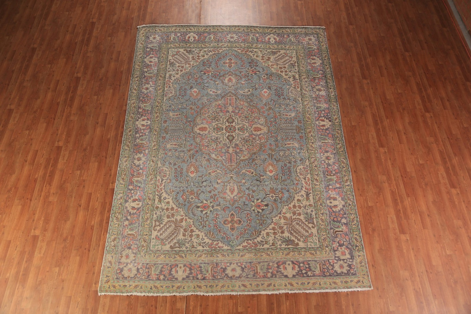 Light Blue Handmade Area Rug 8×11 Over-Dyed Traditional Living Room Carpet