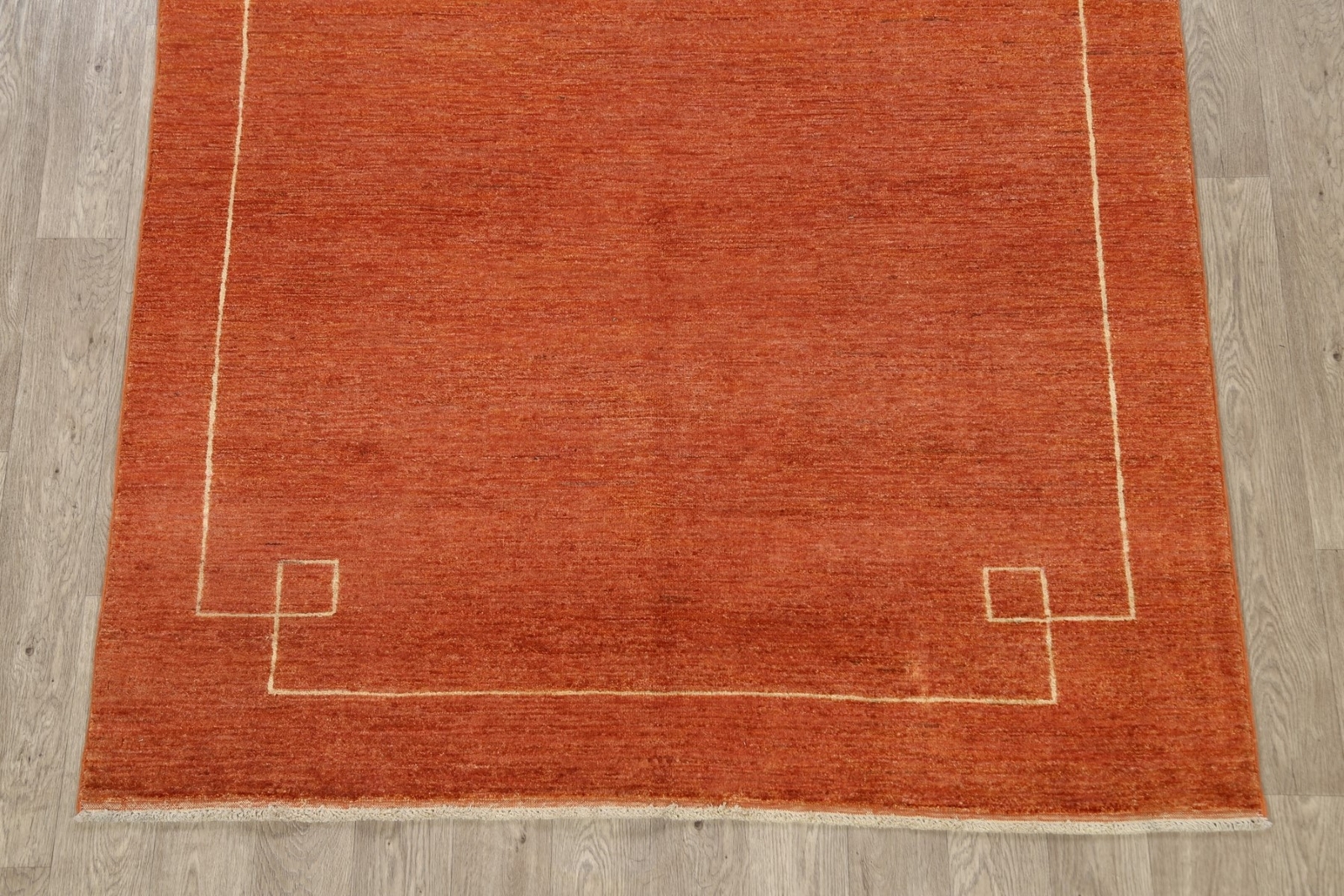 Contemporary Orange Gabbeh Bordered Oriental Area Rug Handmade Wool Carpet 6’x8′