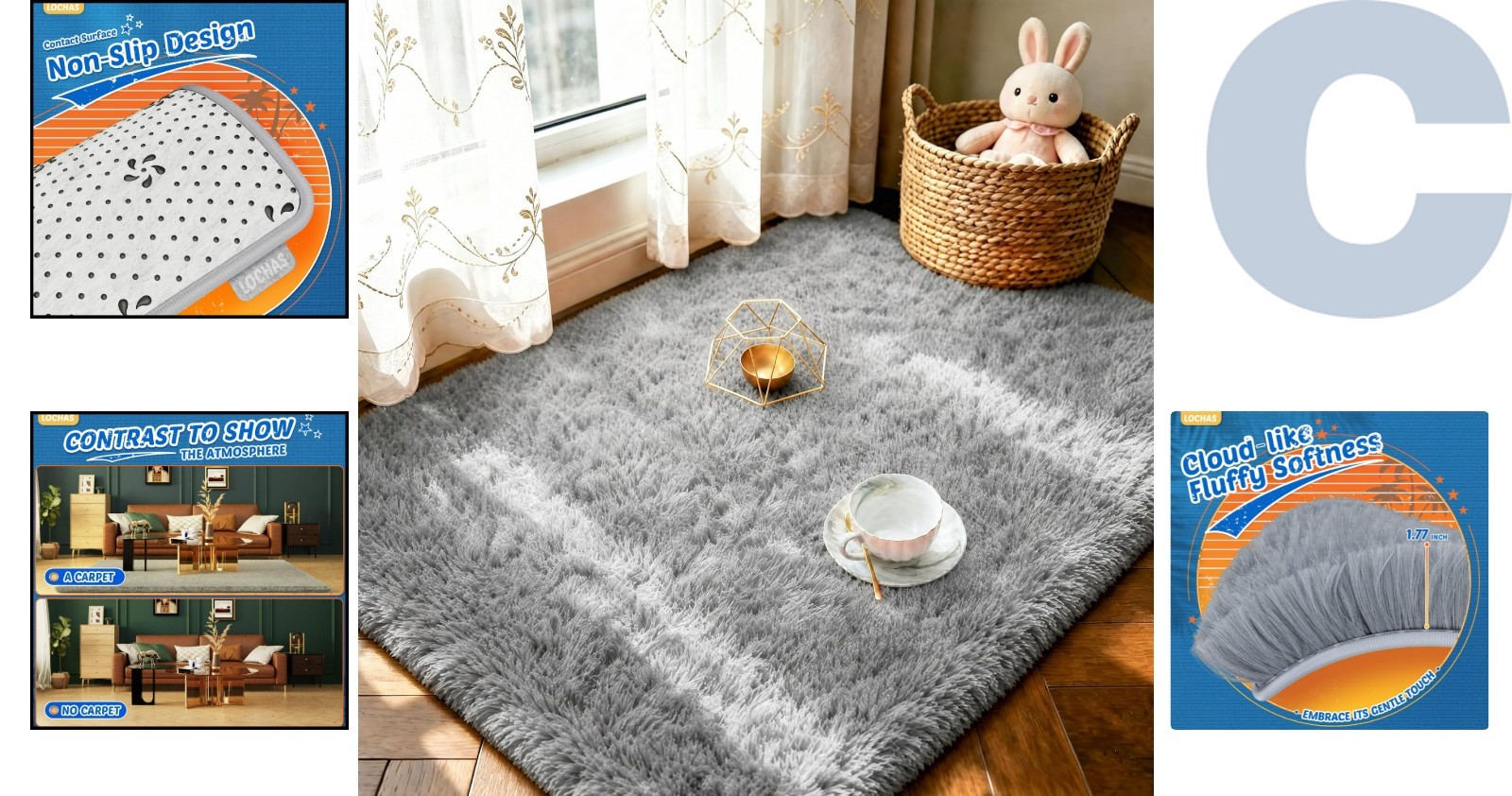 Ultra Soft 2×3 Feet Fluffy Area Rug for Cozy Living Room and Bedrooms