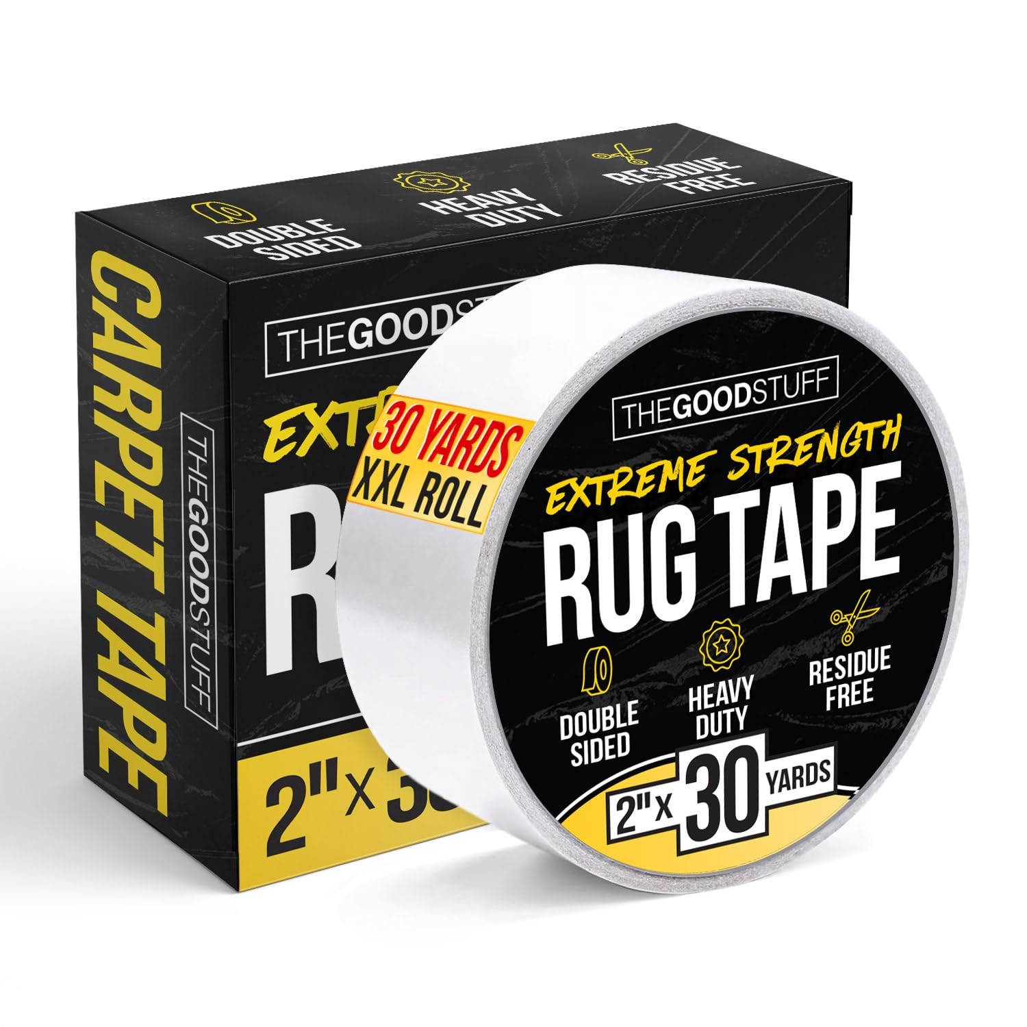 Double Sided Rug Tape 2″x30yd for Area Rugs, Carpets, Hardwood, Laminate Floors