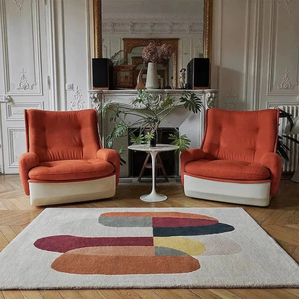 Hand Tufted Wool Area Rug New Geometric Abstract Design Premium Quality Handmade
