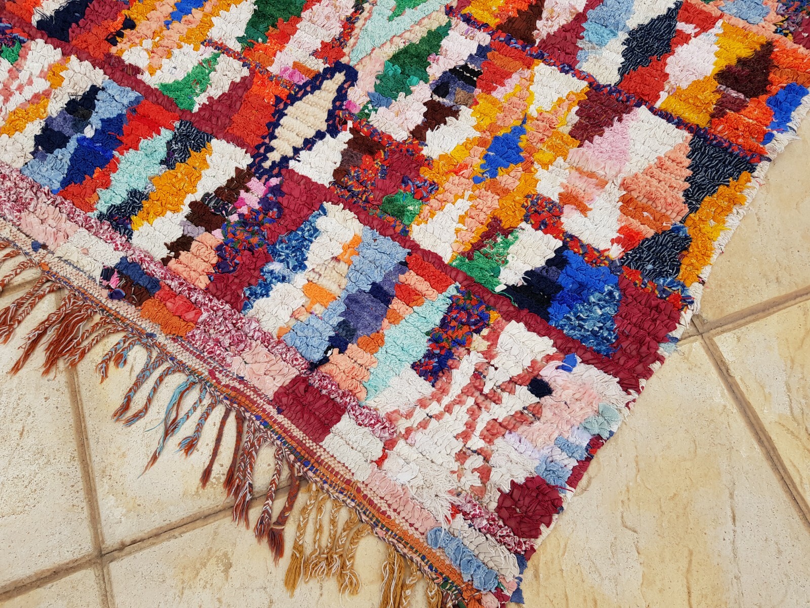 Moroccan Vintage Boucherouite Rug 165×110 cm Vintage Azilal Carpet, Azilal Rug