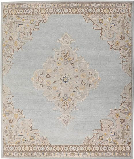 Hand-Tufted Porcelain Blue Traditional Wool Area Rug Handmade Carpet & Rug Deco
