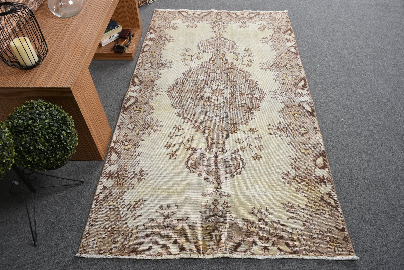 Turkish 3,7×6,7 ft Rug, Vintage Area Rug, Brown Southwestern Rug