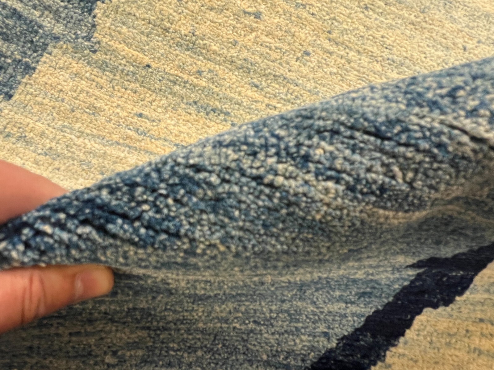 Handmade (8′ x 10′) Blue Abstract Contemporary Gabbeh Wool Area Rug