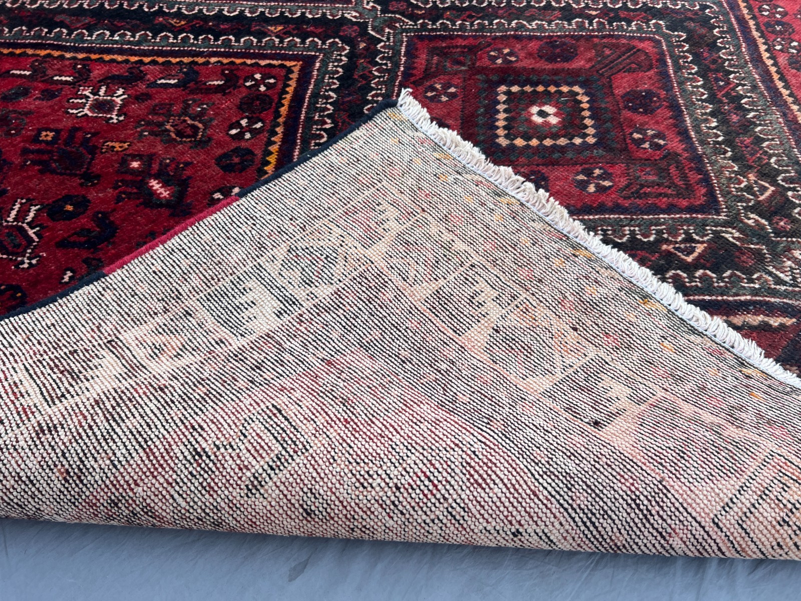 5’8″x9’0 Ft Afghan Baluchi Hand Knotted Red Wool Vintage Geometric Area Rug