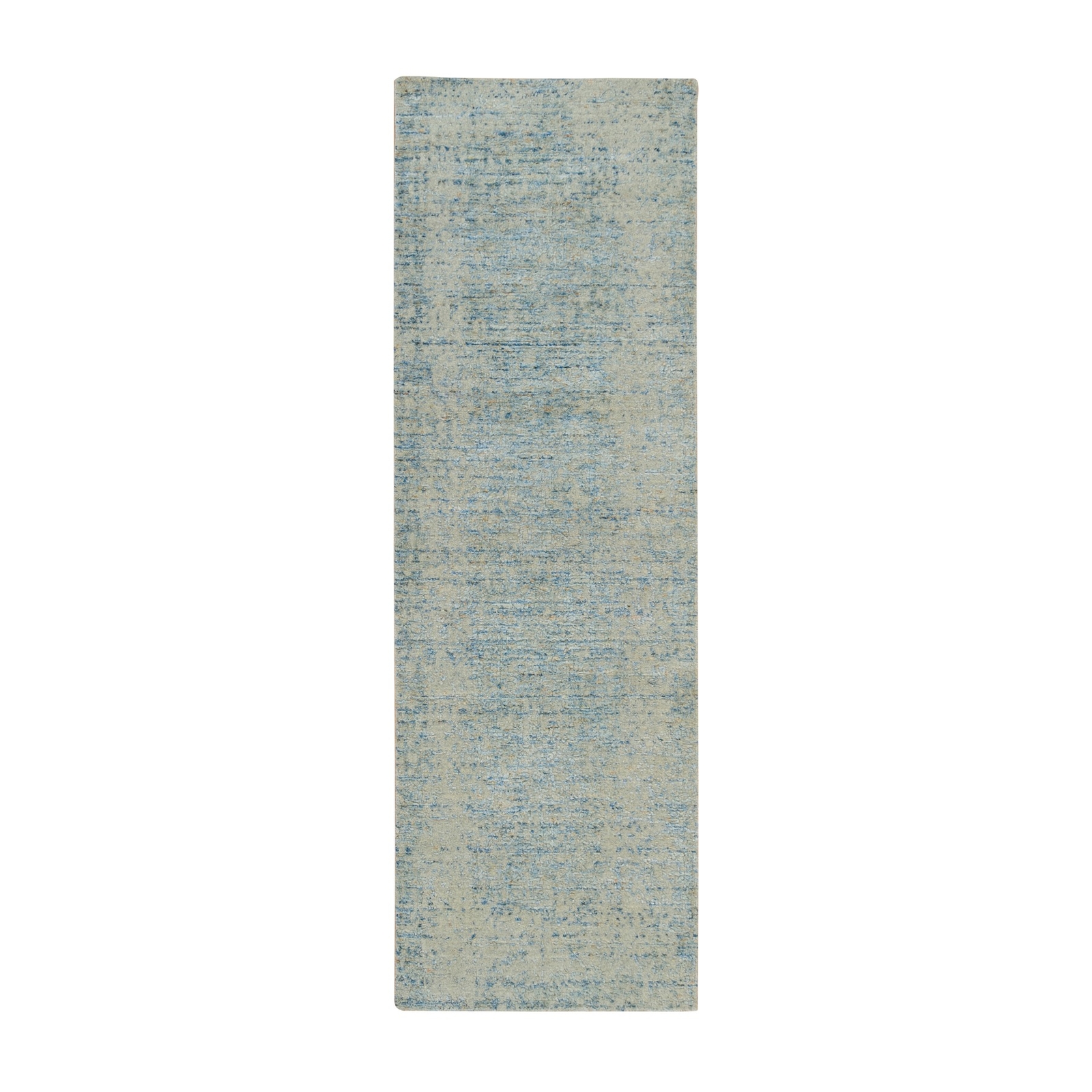 2’6″x8 Gray Modern Jacquard Hand Loomed Wool and Silk Runner Oriental Rug R65194