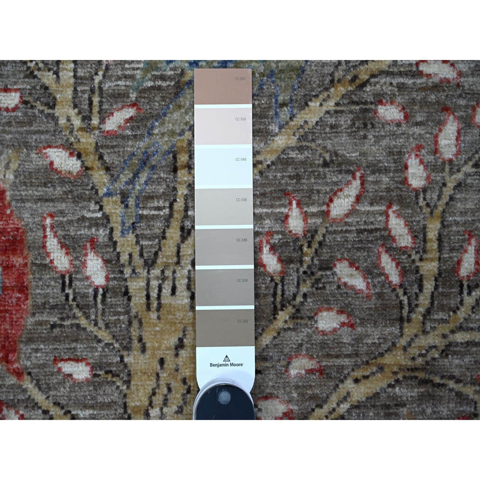 3’1″ x 5’1″ Elephant Gray Birds Paradise Runner Hand Knotted Oriental Rug R89060