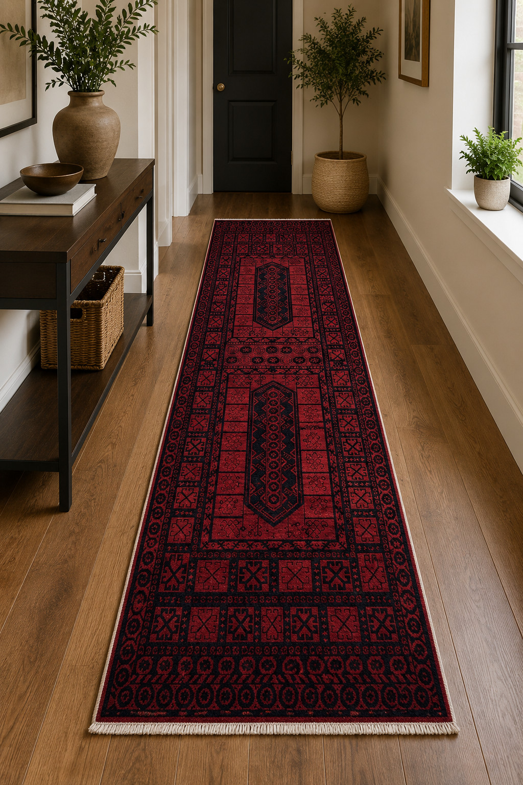 Hand Knotted Turkish Wool Rug Red Tribal Vintage Oriental Area Rug