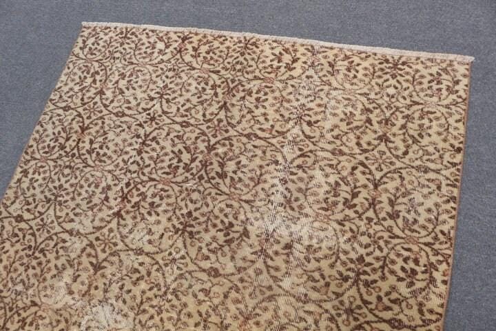 4,9×5,8 ft Vintage Rug, Turkish Area Rug, Brown Beige Ombré Rug