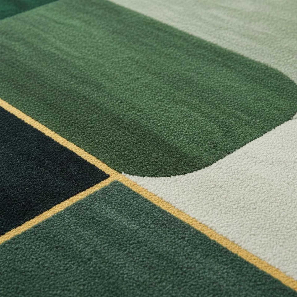 New Modern Hand Tufted Rug Abstract Geometric Wool Design Handmade Carpet