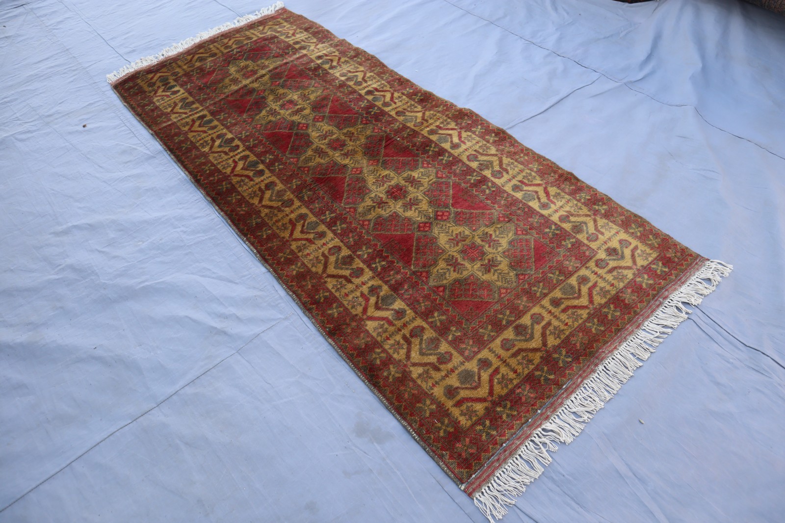 3×7 ft Afghan Handmade Bokhara Hallway Rug- Doormat- Kids Area Rug- Entryway Rug