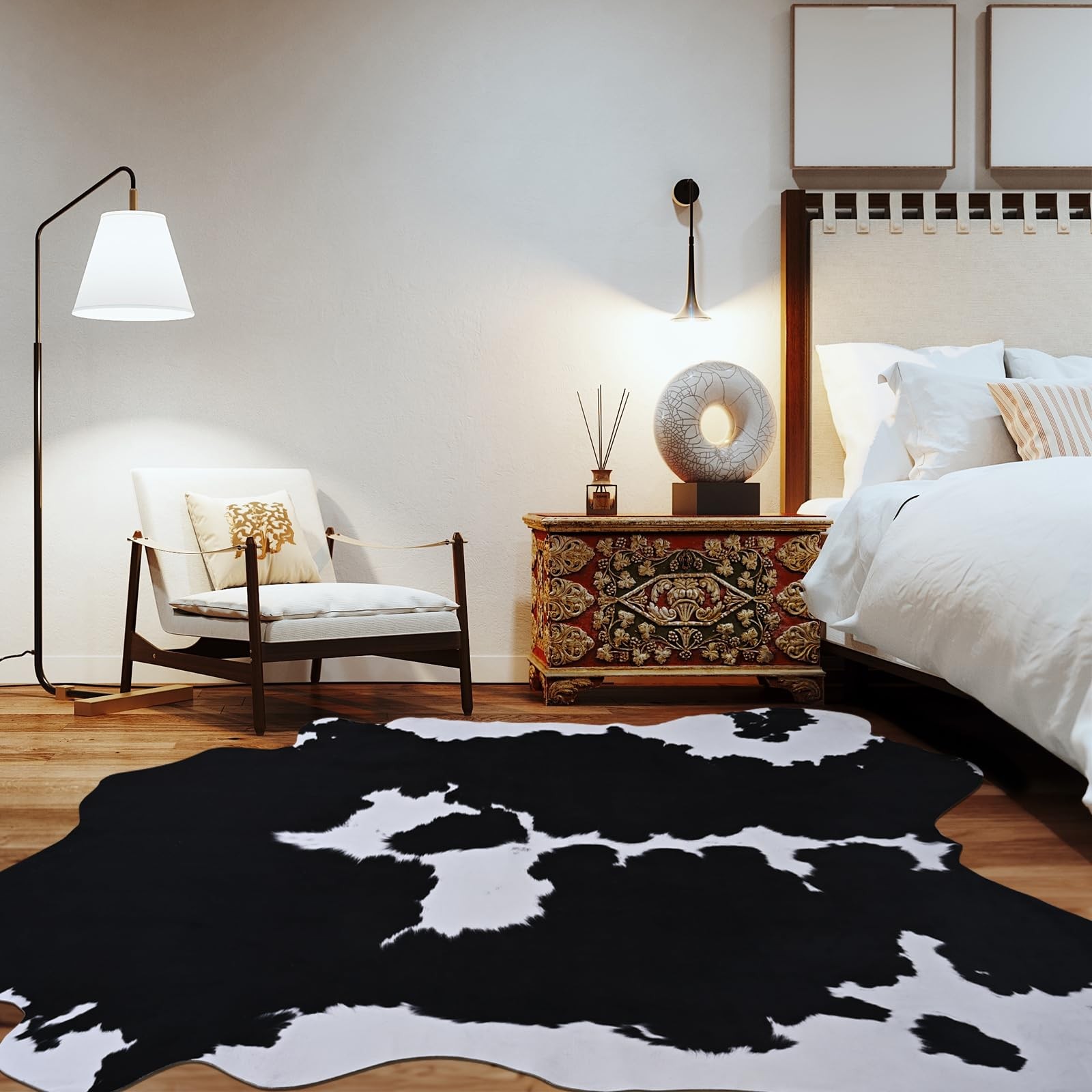 4×3 ft Faux Cowhide Rug Medium Thickened Cow Print Non-Slip Animal Area Rug