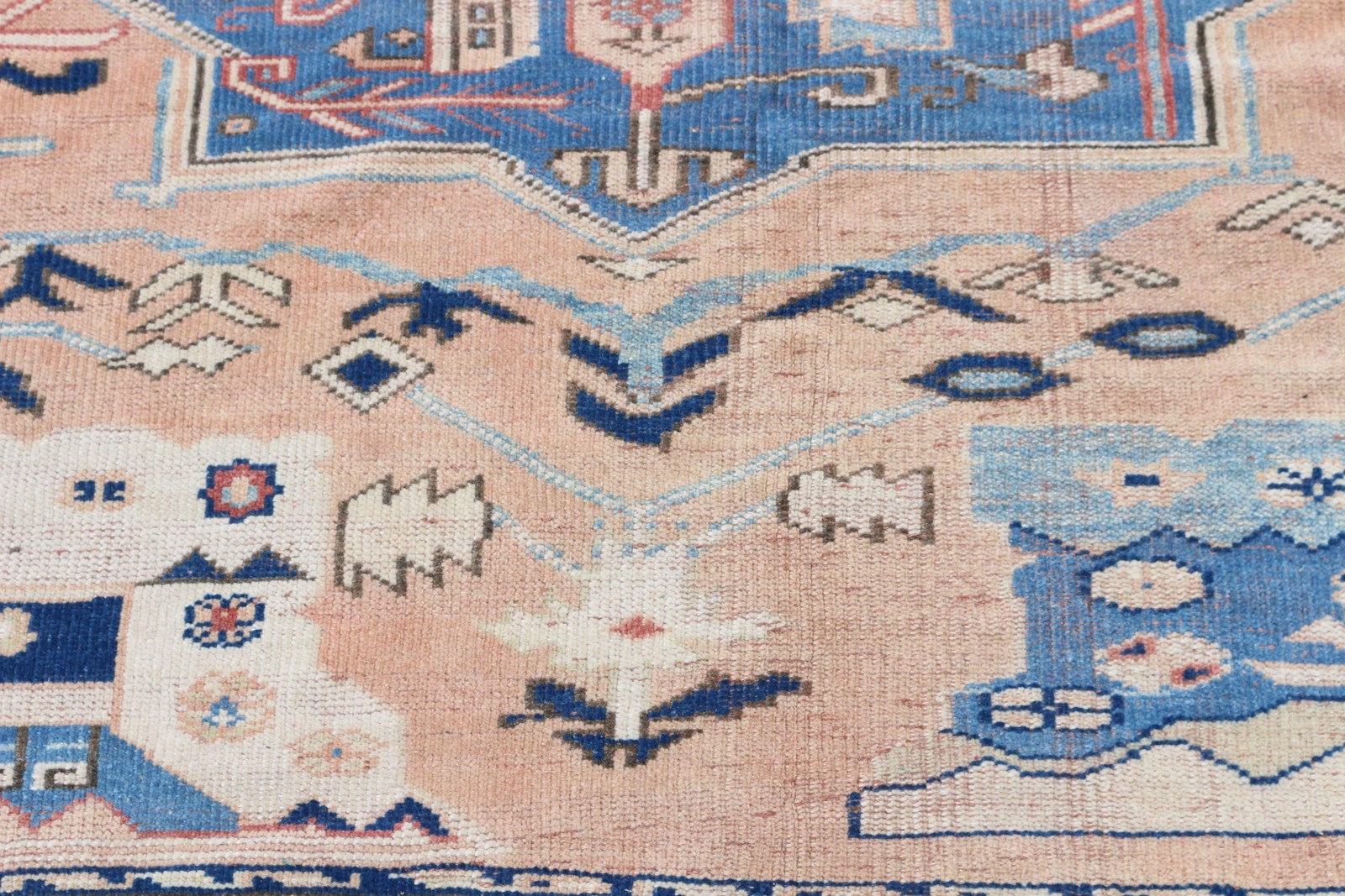 6,2×4,9 ft Rug, Turkish Vintage Rug, Blue Red Polka dot Wool Rug
