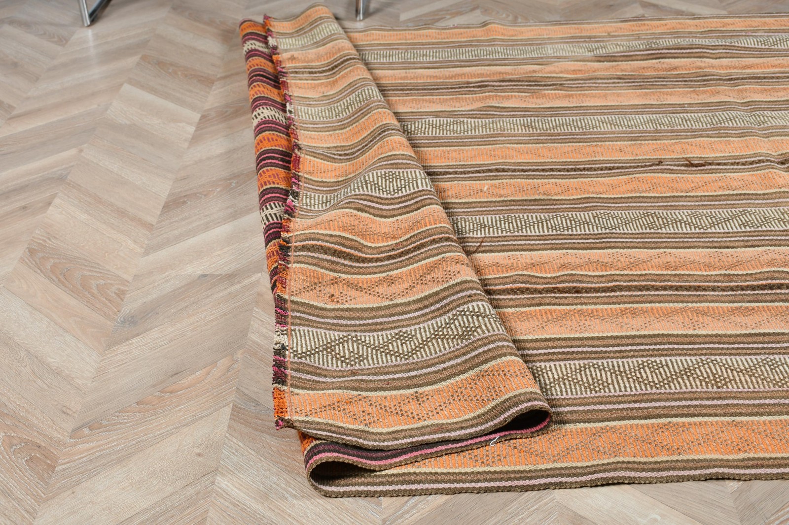 Vintage 5,2×9,4 ft Rug, Large Turkish Rug, Orange Brown Moroccan Wool Rug
