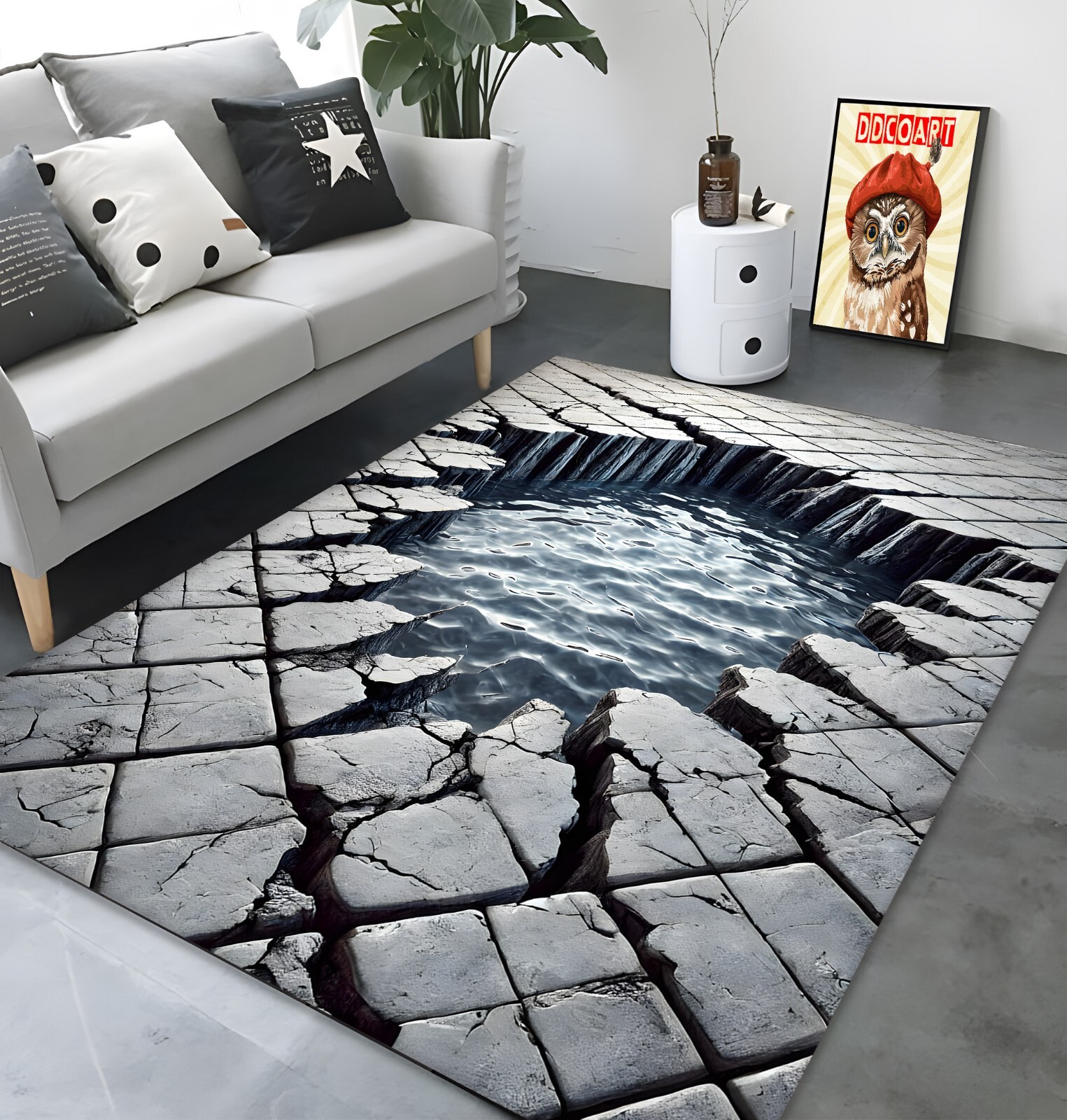 3D Water Effect Rug, 3D Rug, Water Rug, Crack Rug, Art Rug, Modern rug, Rug 3D