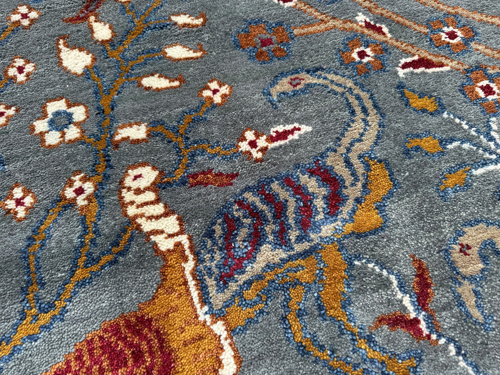 4×6 BLUE WOOL HANDMADE ORIENTAL RUG hand-woven oushak new tree of life animals