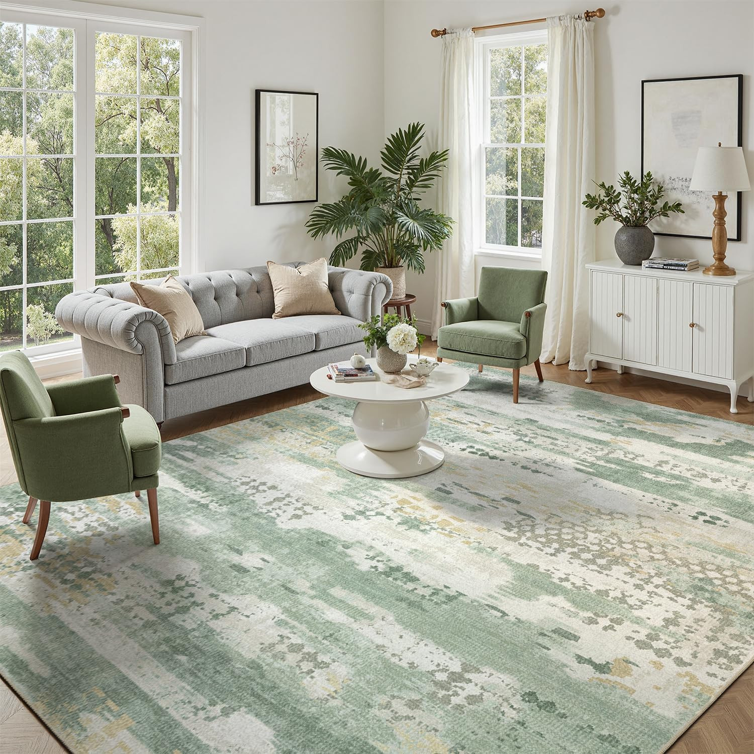 5X7 Sage Green Washable Area Rug