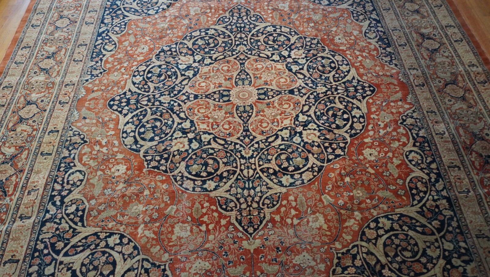 Antique 1880s Tabrizz Haj jalilii Hand Knotted Wool Oriental Rug 9′ x 13′