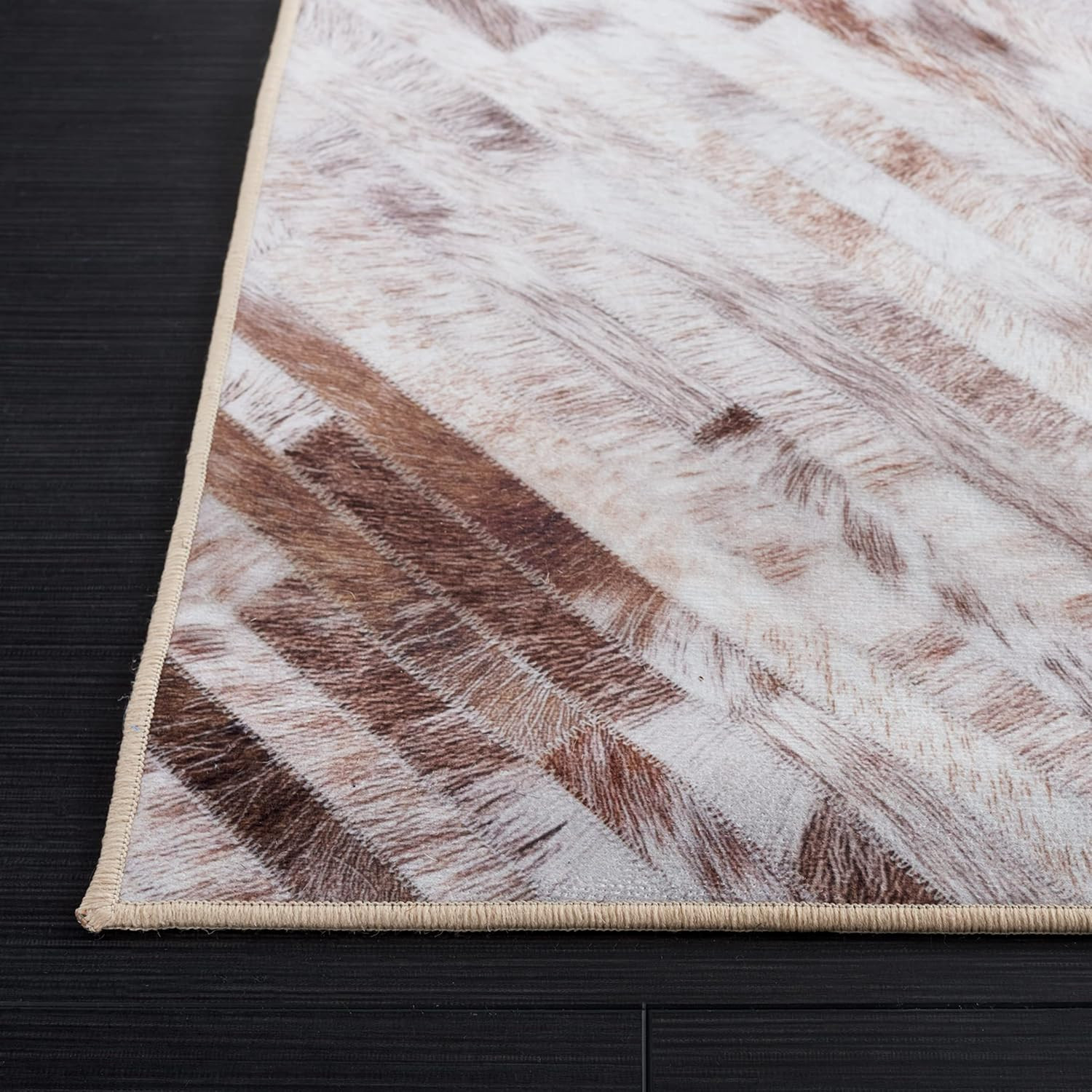 Faux Hide Collection Area Rug – 9′ X 12′, Beige & Brown, Rustic Modern Glam Desi