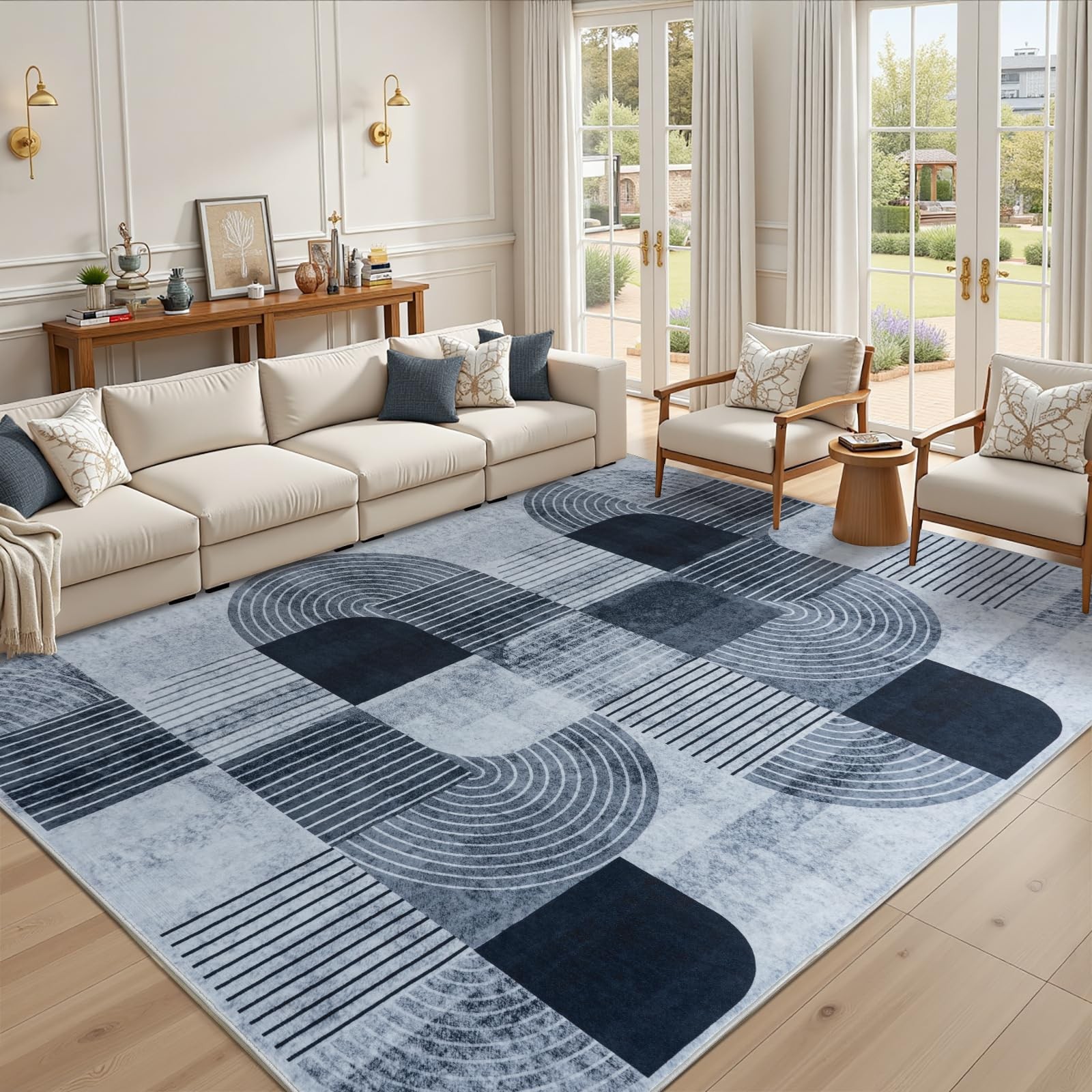 Area Rugs for Living Room Bedroom – Soft Mid Century Modern Rug 6x9ft, Washab…