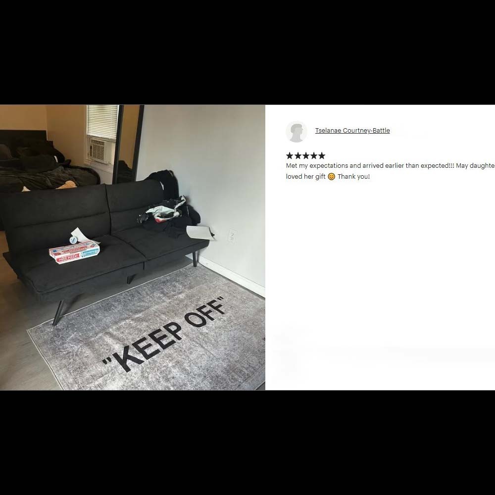 Gray Color Keep Off and Black Word Carpet, Cool Rug Carpet, Keep Off, Keep Off