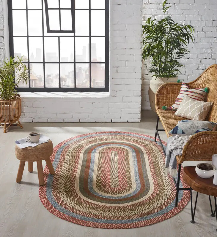 Highland Braided Area Rug By IHF Rugs. Oval & Rectangle. Many Sizes. Red, Black