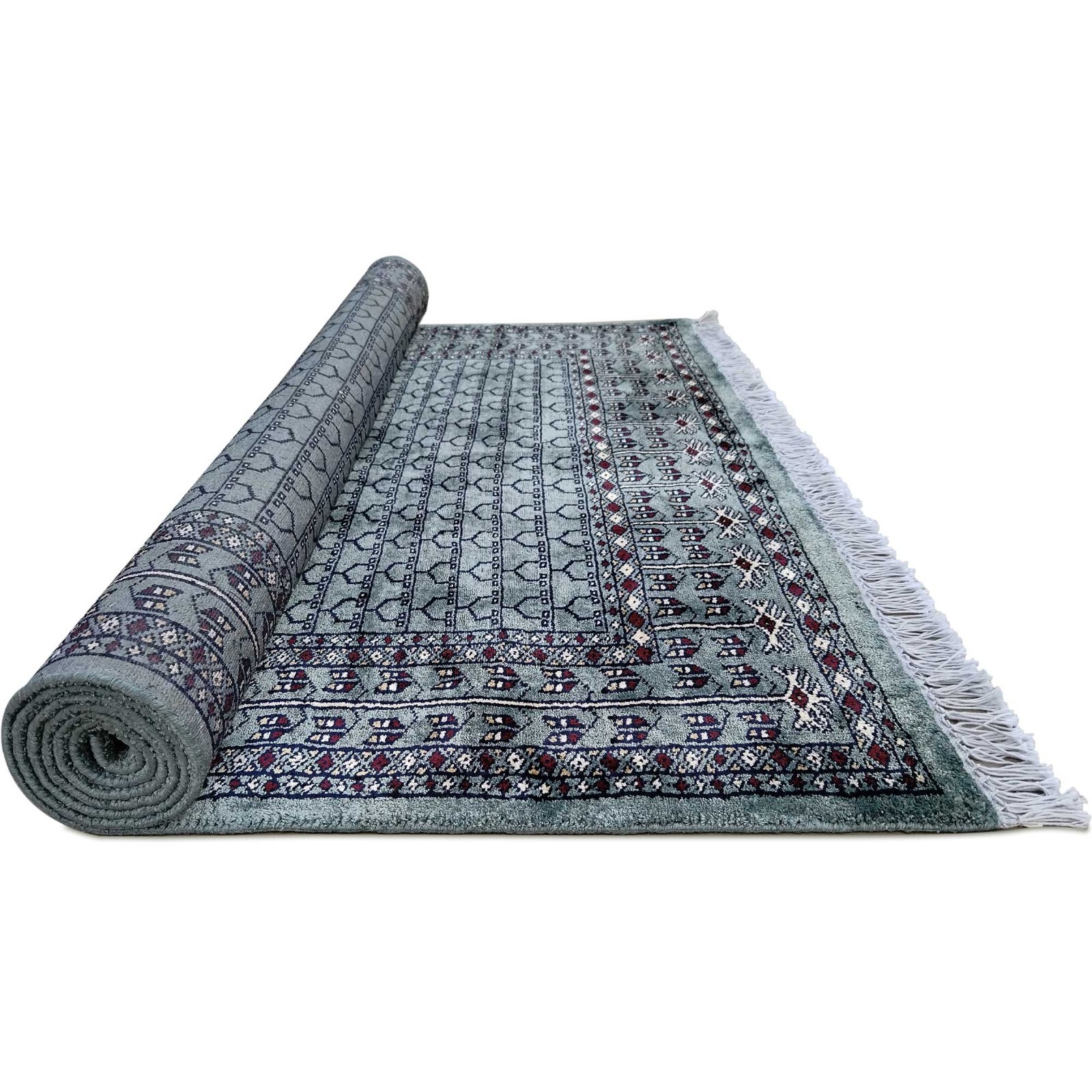 Amma Carpets Hand Knotted Art Silk Oriental Rug Royal Gray Luxury 4×6 Feet