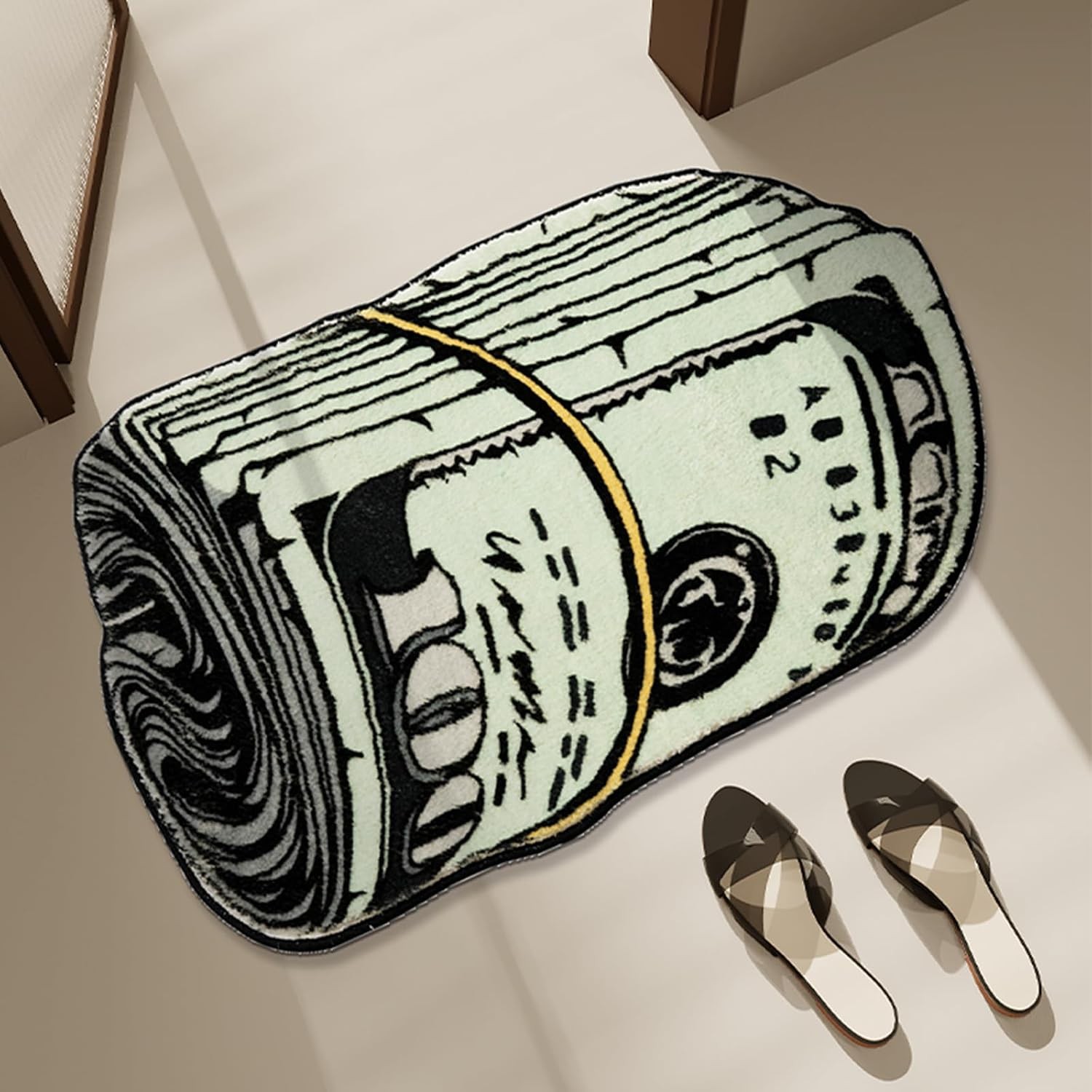Money Rug, 100 Dollar Bill Rug, 20×32 inch Money Creative Funky Rug, Fun Bath ma
