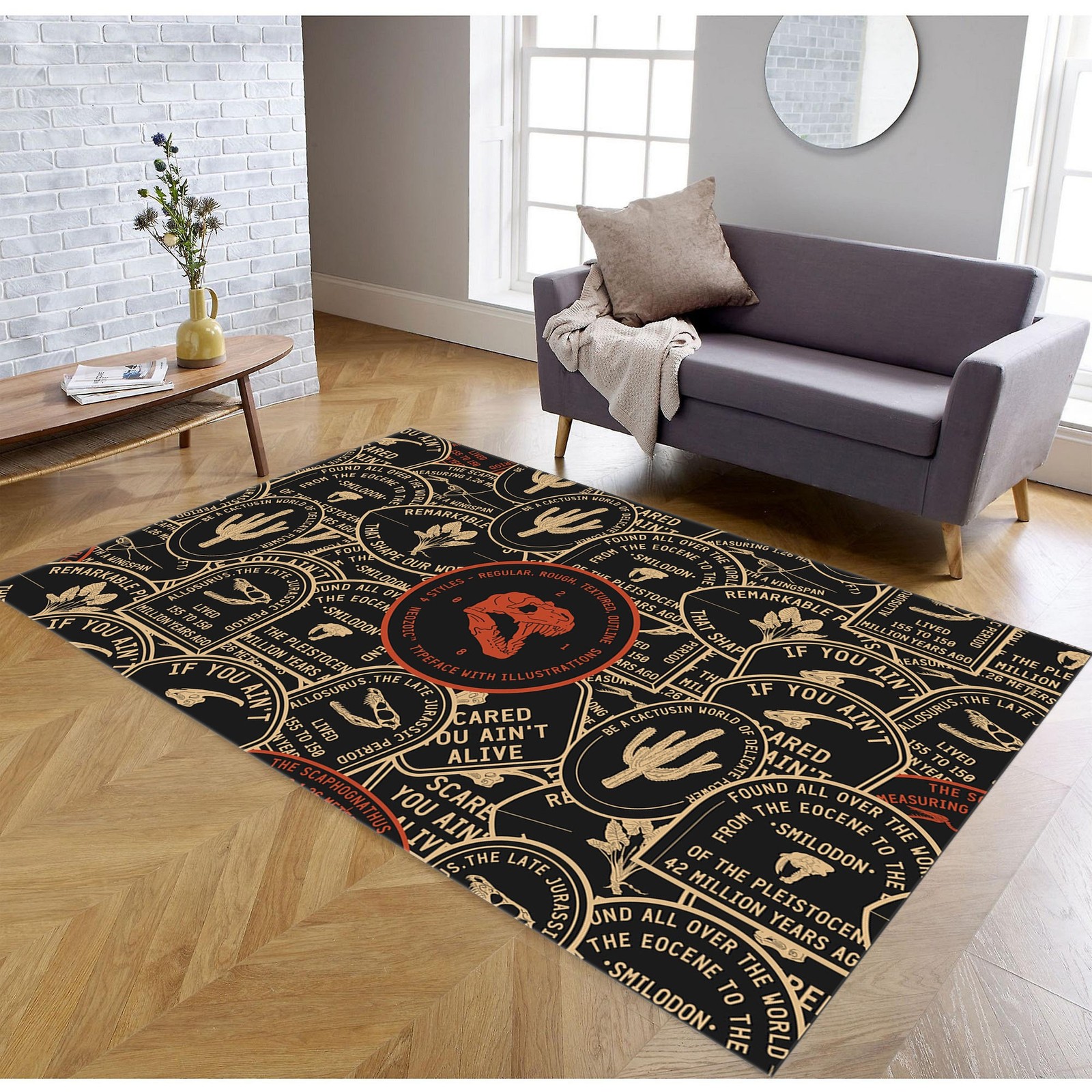 Dinosaur Rug, Fashion Rug, Cool Rug, Customizable Gift, Room Decor, Home Decor,