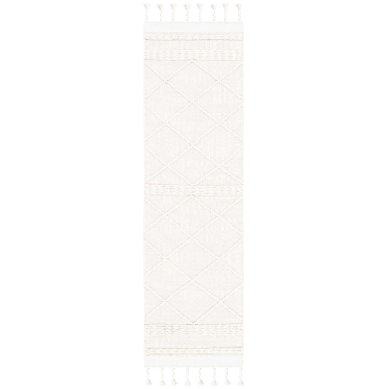 SAFAVIEH Contemporary Modern Textural Wool Handmade Area Rug Beige & Ivory