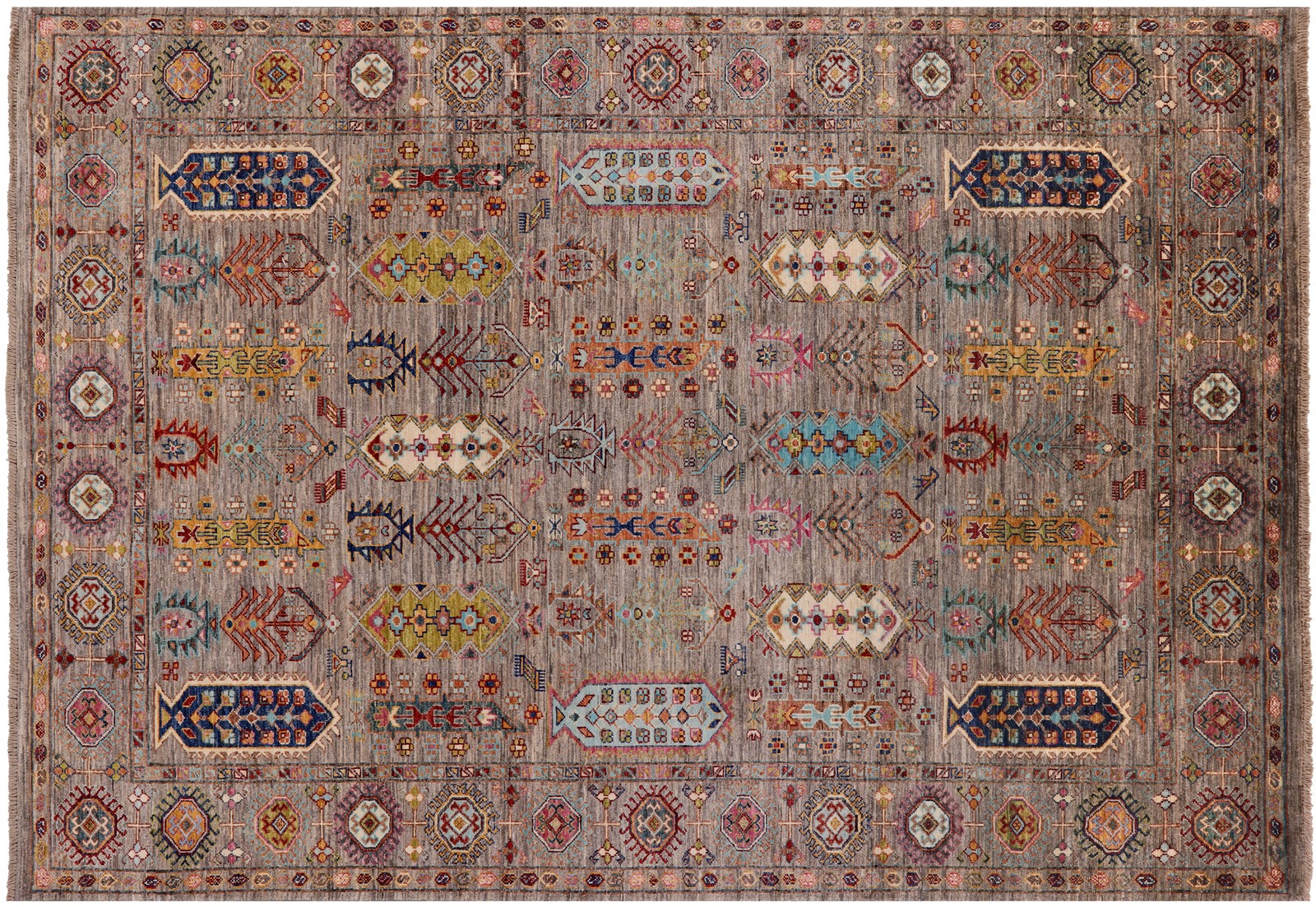 5′ 8″ X 8′ 0″ Hand Knotted Fine Turkmen Ersari Wool Rug – Q12226