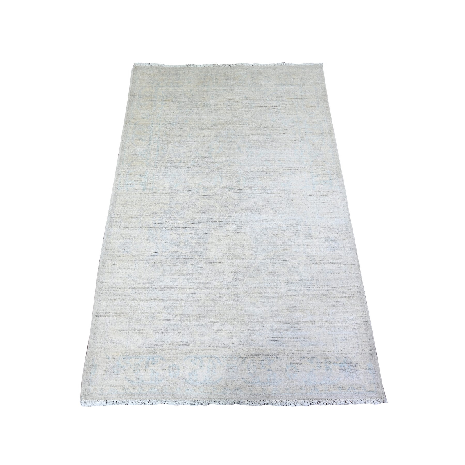 3’x4’10” White Hand Knotted White Wash Peshawar 100% Wool Rug R74651
