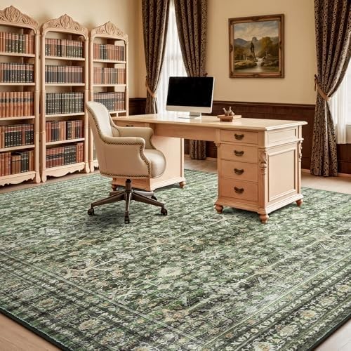 Lofus 8×10 Area Rug for Living Room,Green Washable Large Rugs with Non-Slip Back