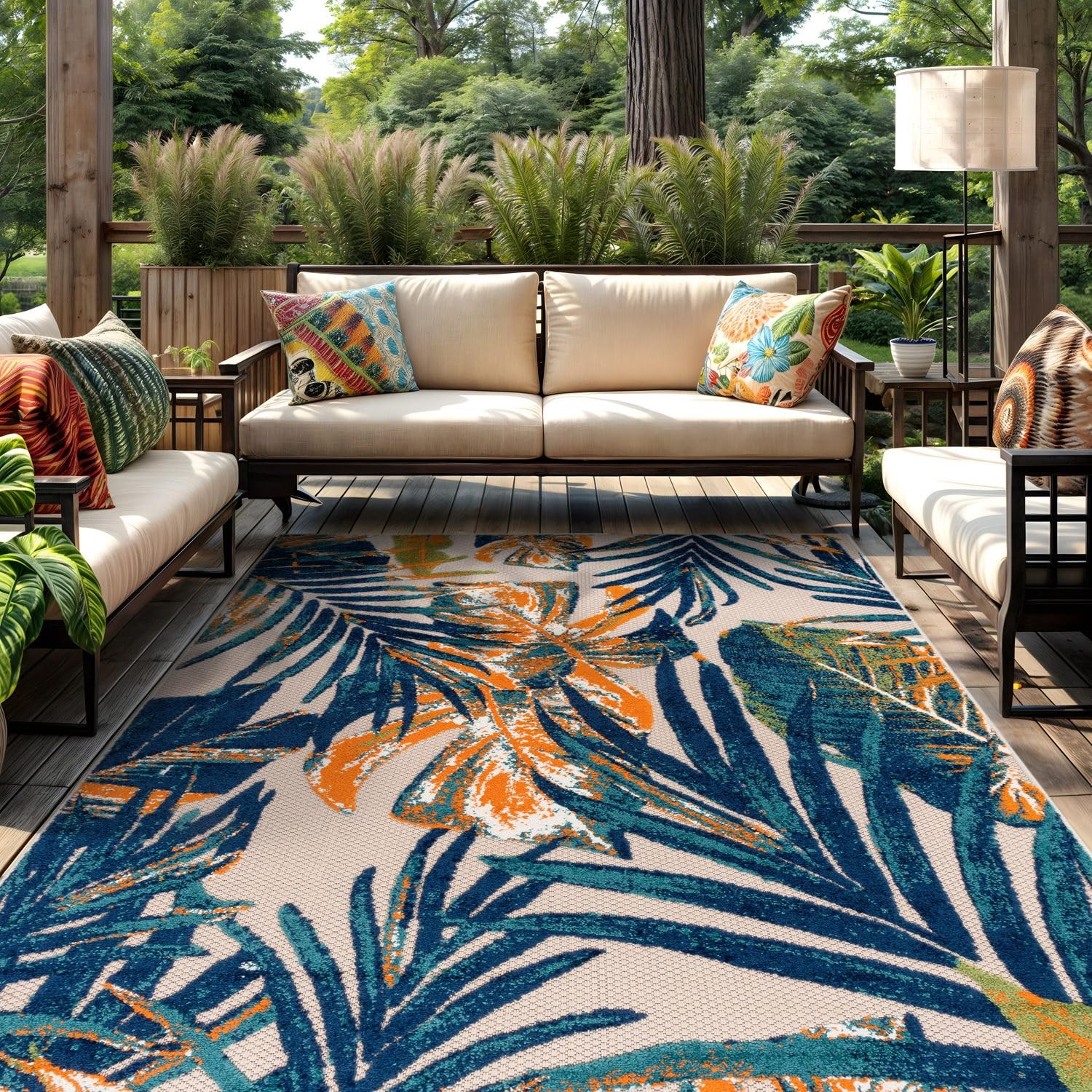 5X7 Multi Color Rectangular Indoor Outdoor Area Rug Durable Easy Clean Rug