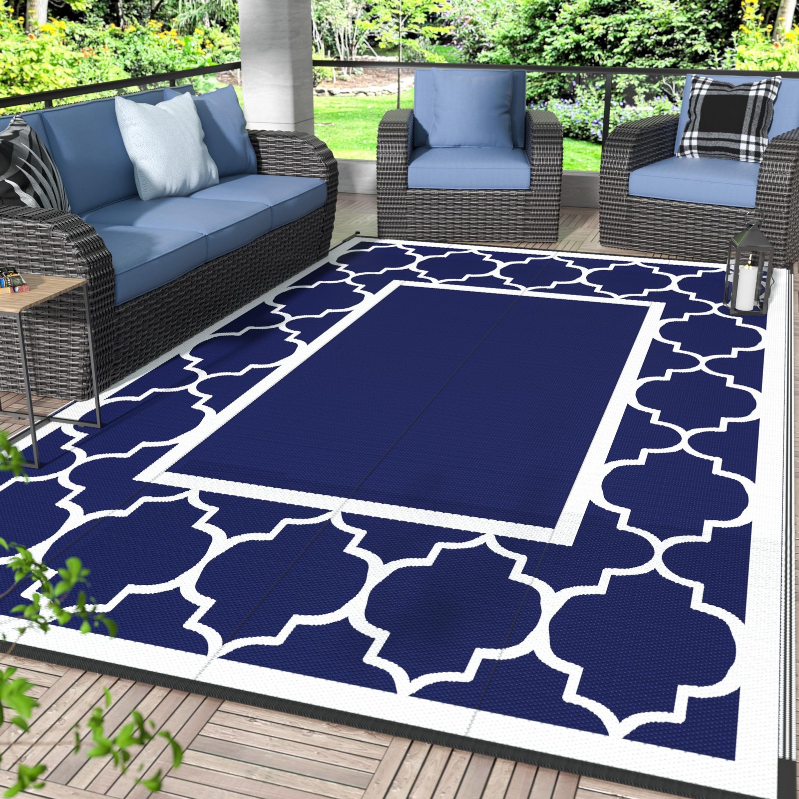 GENIMO 6′ x 9′ Outdoor Rug Waterproof for Patio Decor, Foldable Reversible Pl