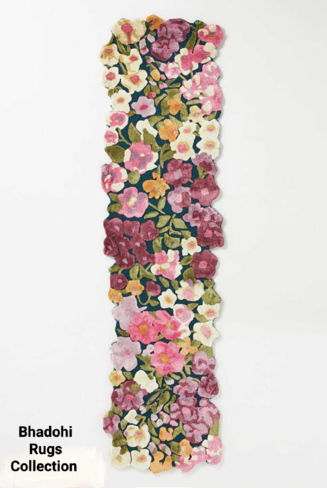 Jordin Floral Contemporary Runner 100% Wool Hand-Tufted Hand Made Carpet 2X5Feet