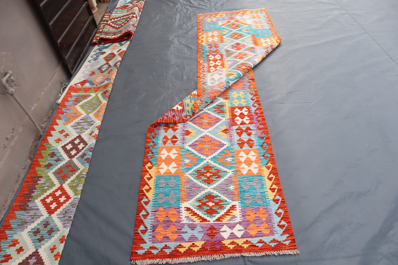10 ft Long Runner Rug 3×10 Afghan Handmade Red Beige Blue Purple Kilim Runners