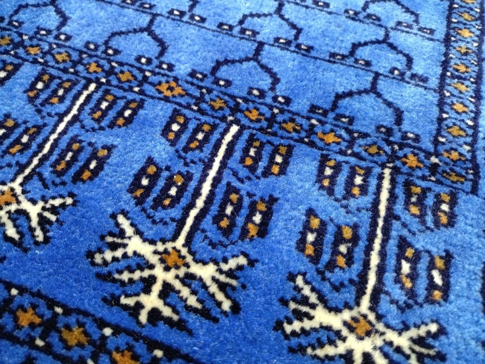 Handmade 2×6 feet hand knotted wool runner rug parda luxury blue by Amma Carpets
