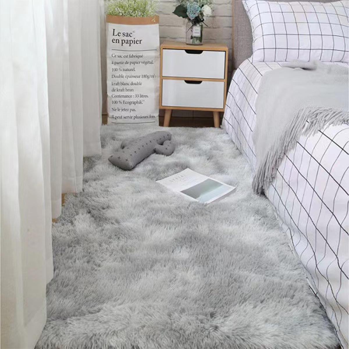Soft Area Rugs Bedroom Carpet Fluffy Non-slip Tie-dyed Fuzzy Shag Plush Soft Sha