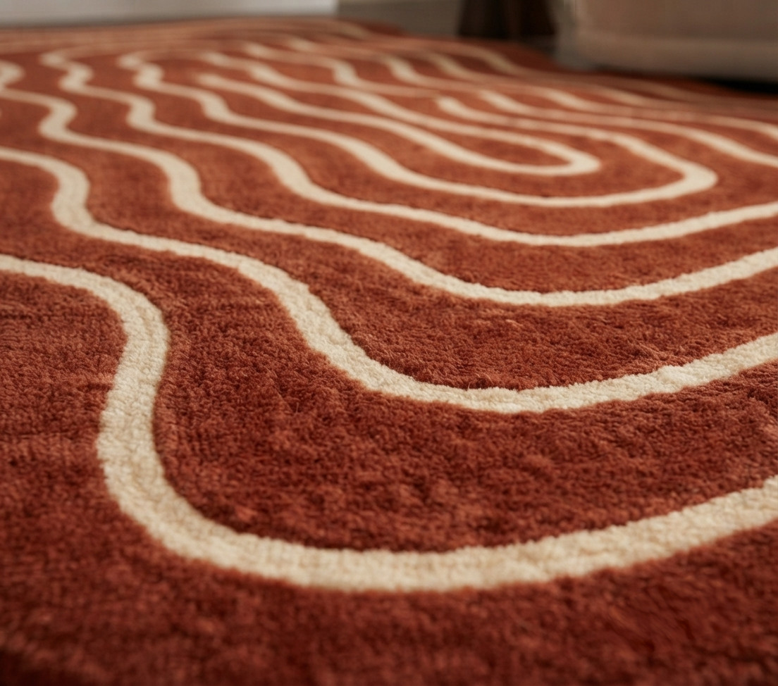 Handmade 3×8 Ft Wavy Abstract Area Rug Modern Wool Hallway Runner Custom Carpet