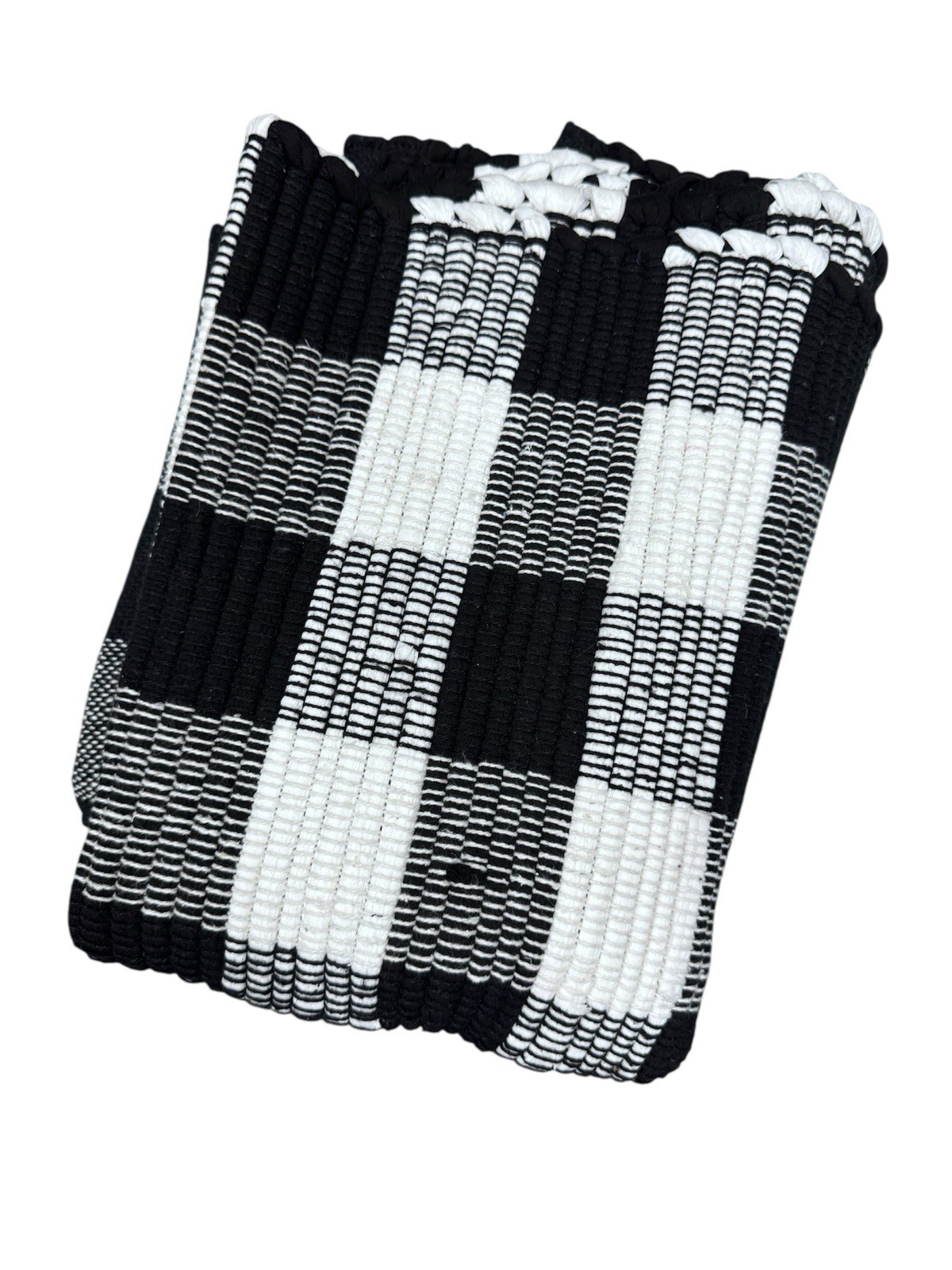 NEW Farmhouse Rustic Buffalo Cottage Checkered Plaid Black & White Rug 26×40