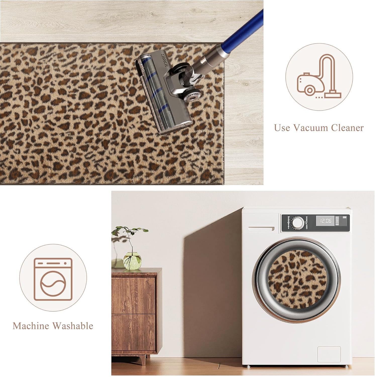 Leopard Print 5×7 Machine Washable Fluffy Cheetah Rug for Living Room Area