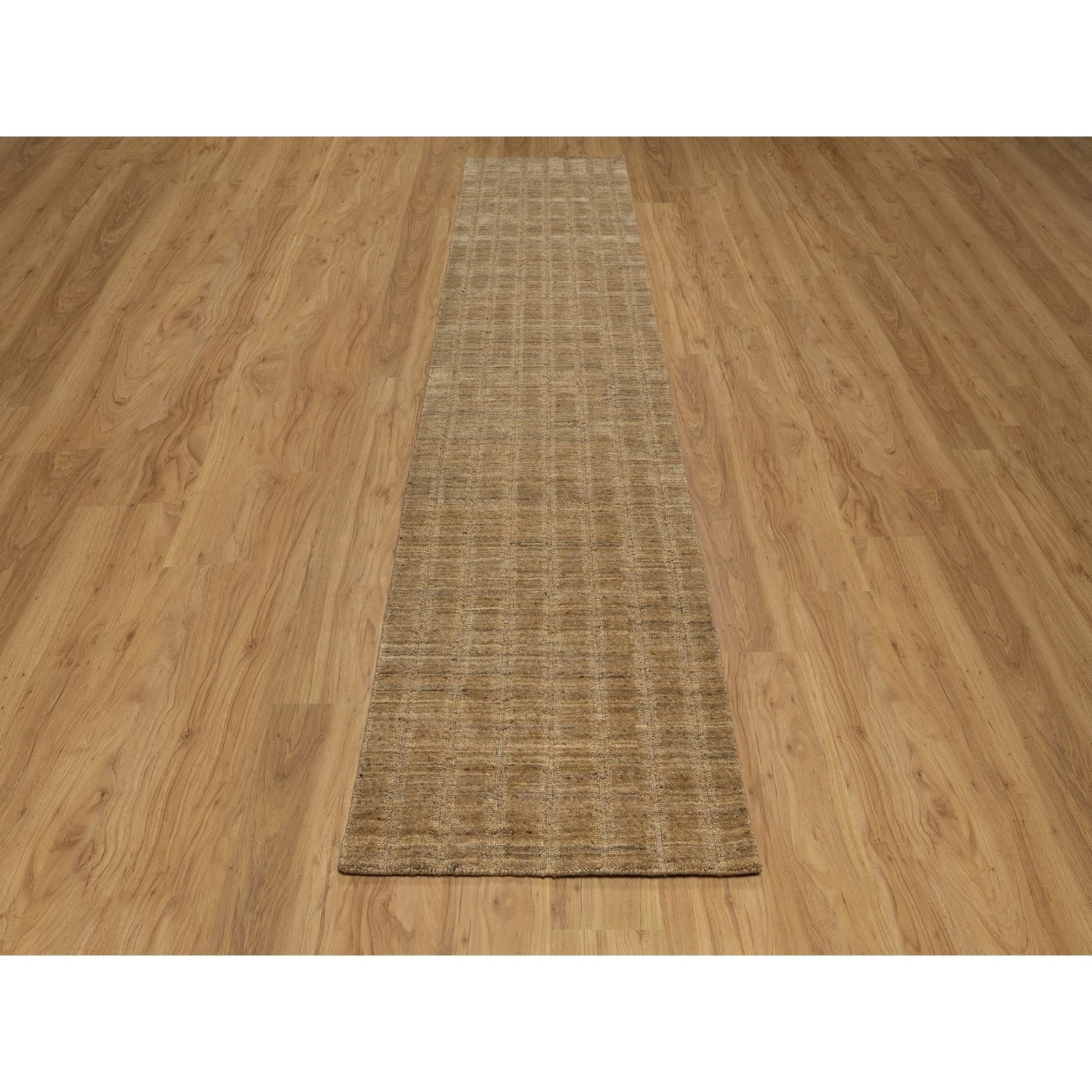 2’8″x12′ Brown Natural Wool Vertical Stripes Design Hand Loomed Runner Rug 92161